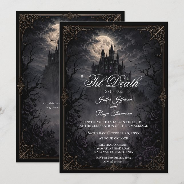 Haunted Castle Gothic wedding invitation (Front/Back)