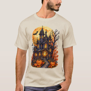 Haunted Castle Halloween Full Moon T-Shirt
