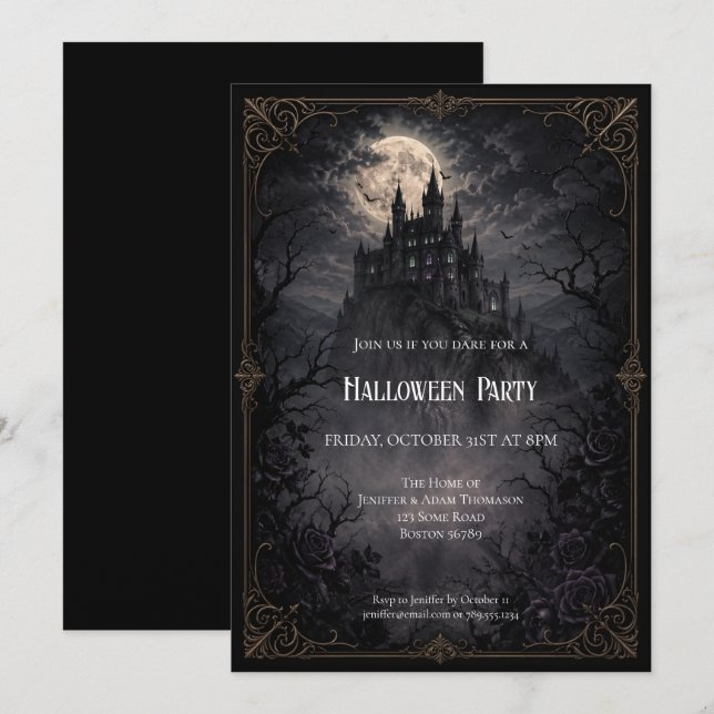 Haunted Castle Halloween Party invitation (Front/Back)