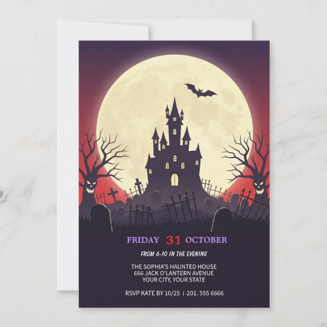 Haunted Castle Halloween Party Invitation (Front)