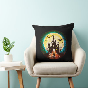 Haunted Castle Happy Halloween Creepy Cushion