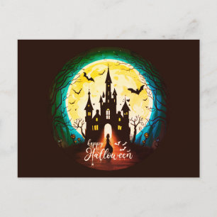 Haunted Castle Happy Halloween Creepy Postcard