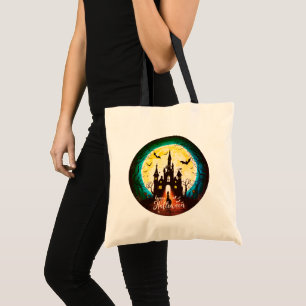 Haunted Castle Happy Halloween Creepy Tote Bag