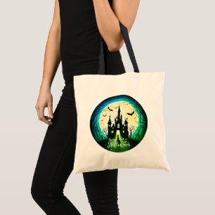 Haunted Castle Happy Halloween Creepy Tote Bag