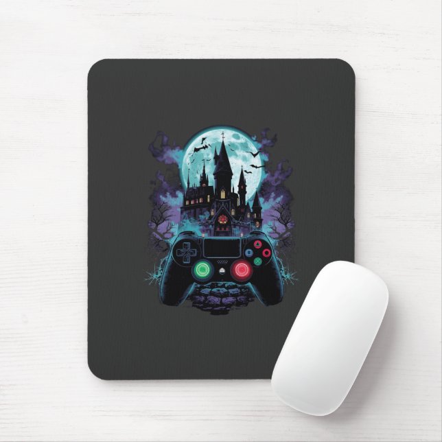 Haunted Castle Horror Gamer Design Mouse Pad (With Mouse)