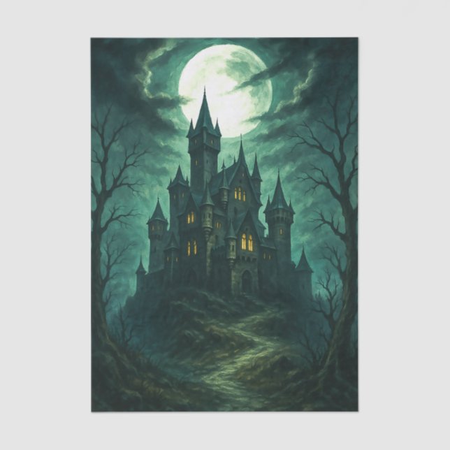 Haunted Castle Moonlit Gothic Decoupage  Tissue Paper (Front)