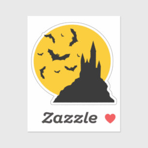 Haunted Castle with Moon and Bats