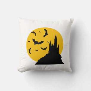 Haunted Castle with Moon and Bats Cushion