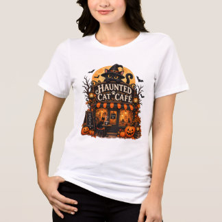 Haunted Cat Cafe Black Cat Halloween Spooky Vintag Tri-Blend Shirt