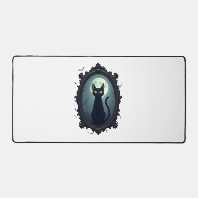 Haunted Cat Mirror Desk Mat (Front)