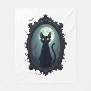 Haunted Cat Mirror Fleece Blanket