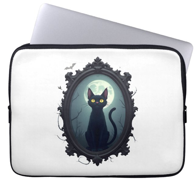 Haunted Cat Mirror Laptop Sleeve (Front)