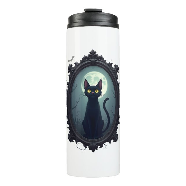 Haunted Cat Mirror Thermal Tumbler (Front)