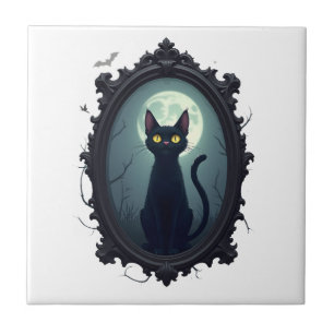 Haunted Cat Mirror Tile