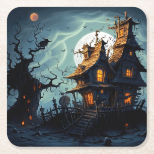 Haunted Coaster! Square Paper Coaster