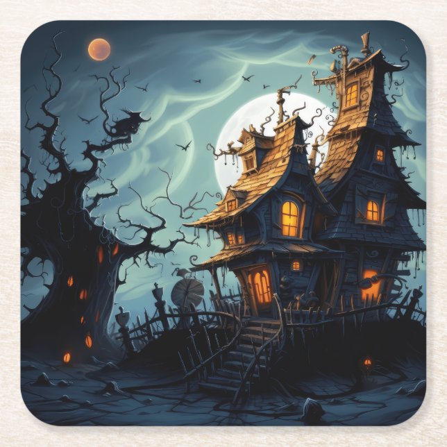 Haunted Coaster! Square Paper Coaster (Front)