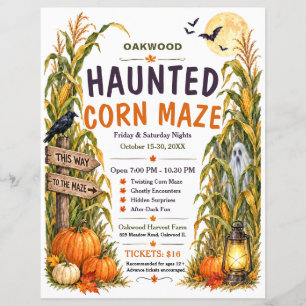 Haunted Corn Maze Halloween Event Flyer