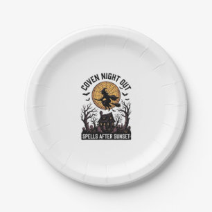 Haunted Coven Shirt Vintage Witch House Halloween  Paper Plate