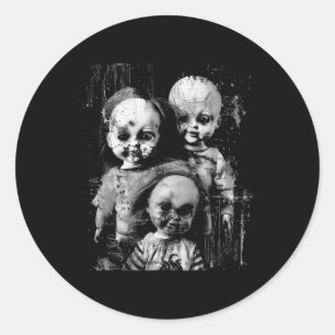 Haunted Creepy Doll Horror Toy Halloween Goth Alt  Classic Round Sticker