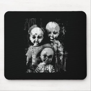 Haunted Creepy Doll Horror Toy Halloween Goth Alt Mouse Pad