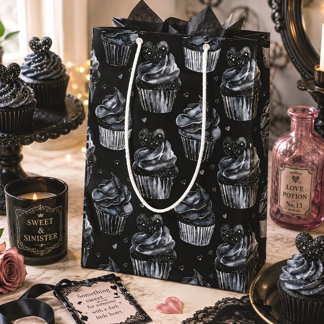 Haunted Cupcakes & Hearts Cute Gothic Medium Gift Bag (Creator Uploaded)