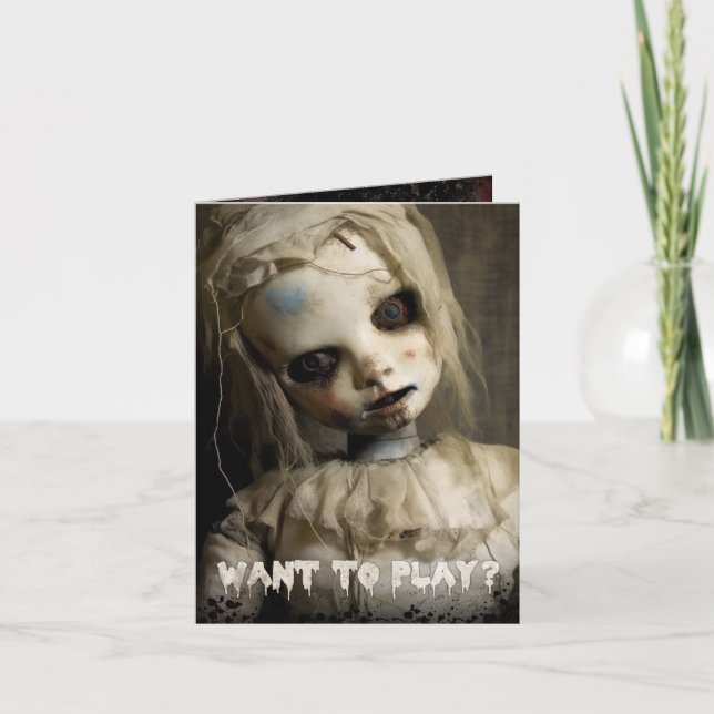 Haunted Doll Halloween Invitation (Front)