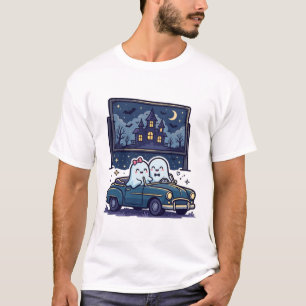 Haunted Drive-In Movie Ghost Halloween Art T-Shirt