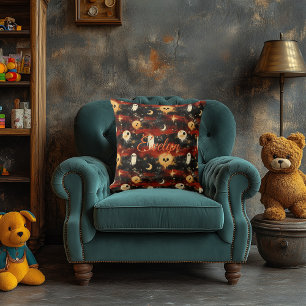 Haunted Eclipse Halloween with Ghosts and Moons Cushion