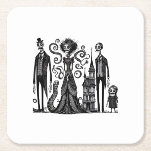 Haunted Feast Square Paper Coaster