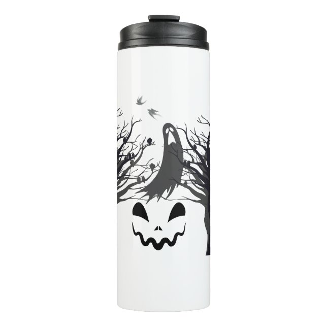 Haunted Forest Ghost Thermal Tumbler – Dark & Spoo (Front)