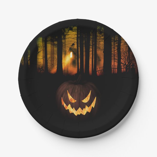 Haunted Forest Halloween  Paper Plate (Front)