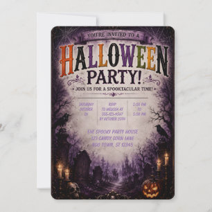 💜 Haunted Forest Halloween Party Invitation 🎃