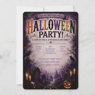 💜 Haunted Forest Halloween Party Invitation 🎃