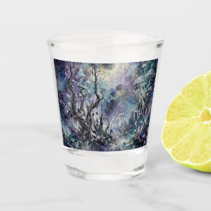 Haunted Forest Mystical Surreal Trees Mushrooms Shot Glass