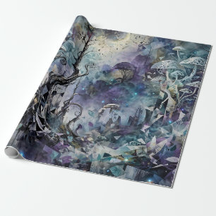 Haunted Forest Mystical Surreal Trees Mushrooms Wrapping Paper