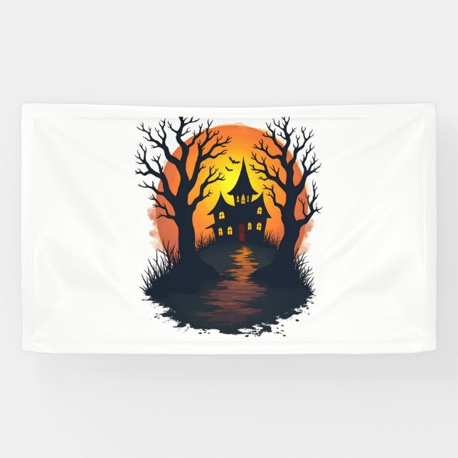 Haunted Forest – Spooky Halloween Nature Tee Banner (Horizontal)