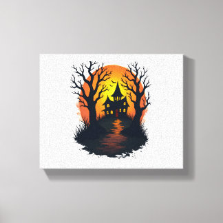 Haunted Forest – Spooky Halloween Nature Tee Canvas Print