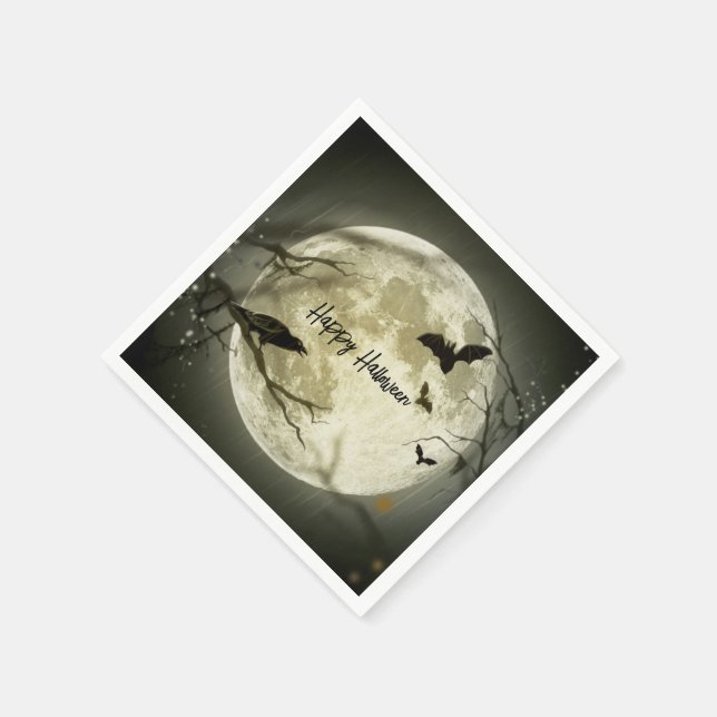 Haunted Full Moon Halloween Party Paper  Napkin (Corner)