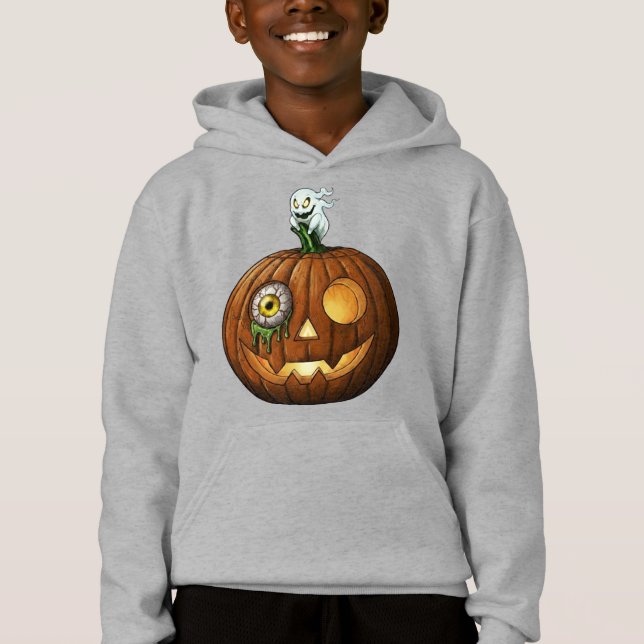 Haunted Ghost & Dripping Eyeball Jack-O-Lantern (Front)