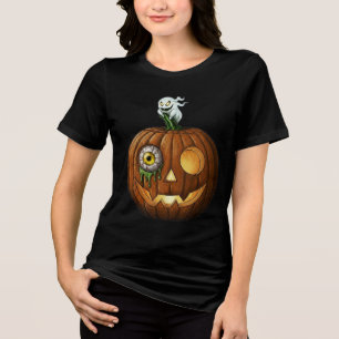 Haunted Ghost & Dripping Eyeball Jack-O-Lantern Tri-Blend Shirt