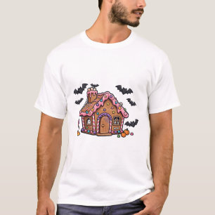 Haunted Gingerbread House Candy Halloween Art T-Shirt