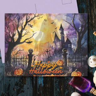 Haunted Glow Halloween Holiday Postcard