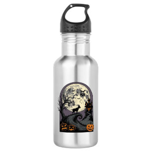 Haunted Goat Moon Vintage Halloween Silhouette Art 532 Ml Water Bottle