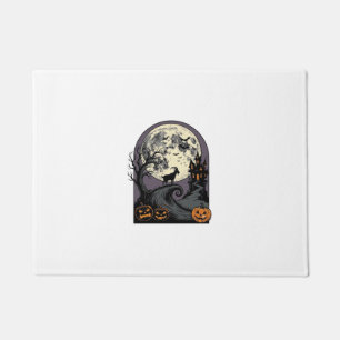 Haunted Goat Moon Vintage Halloween Silhouette Art Doormat