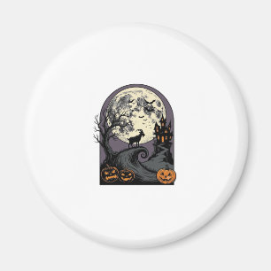 Haunted Goat Moon Vintage Halloween Silhouette Art Magnet