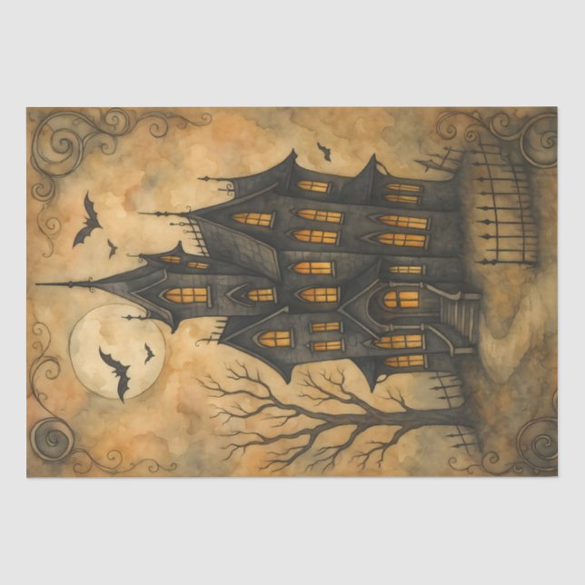 Haunted Gothic House Decoupage Tissue Paper (Front)