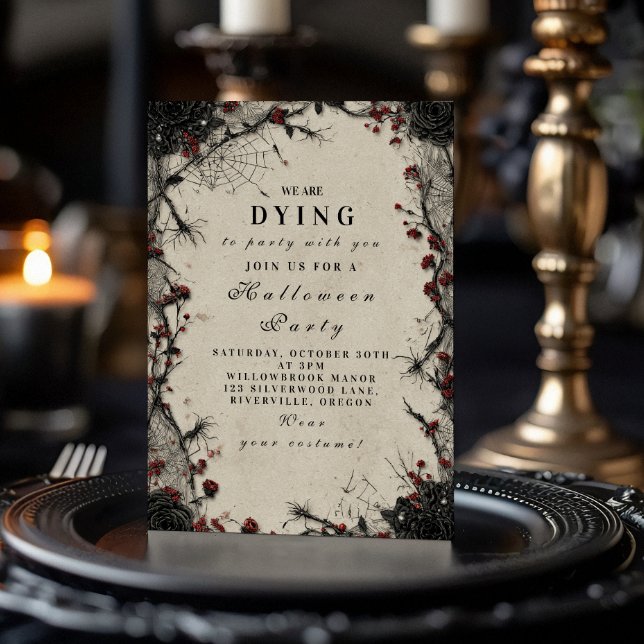Haunted Gothic Rose Halloween Celebration Invitation (Creator Uploaded)