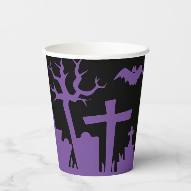 Haunted Graveyard Halloween Paper Cups (Back)
