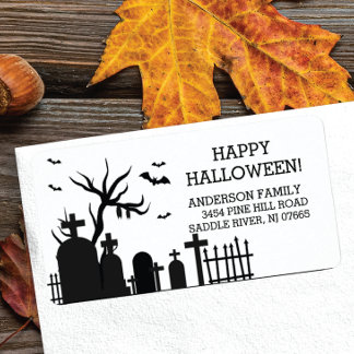 Haunted Graveyard Happy Halloween Return Address Label