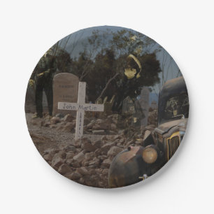 Haunted Graveyard in Tombstone Paper Plate